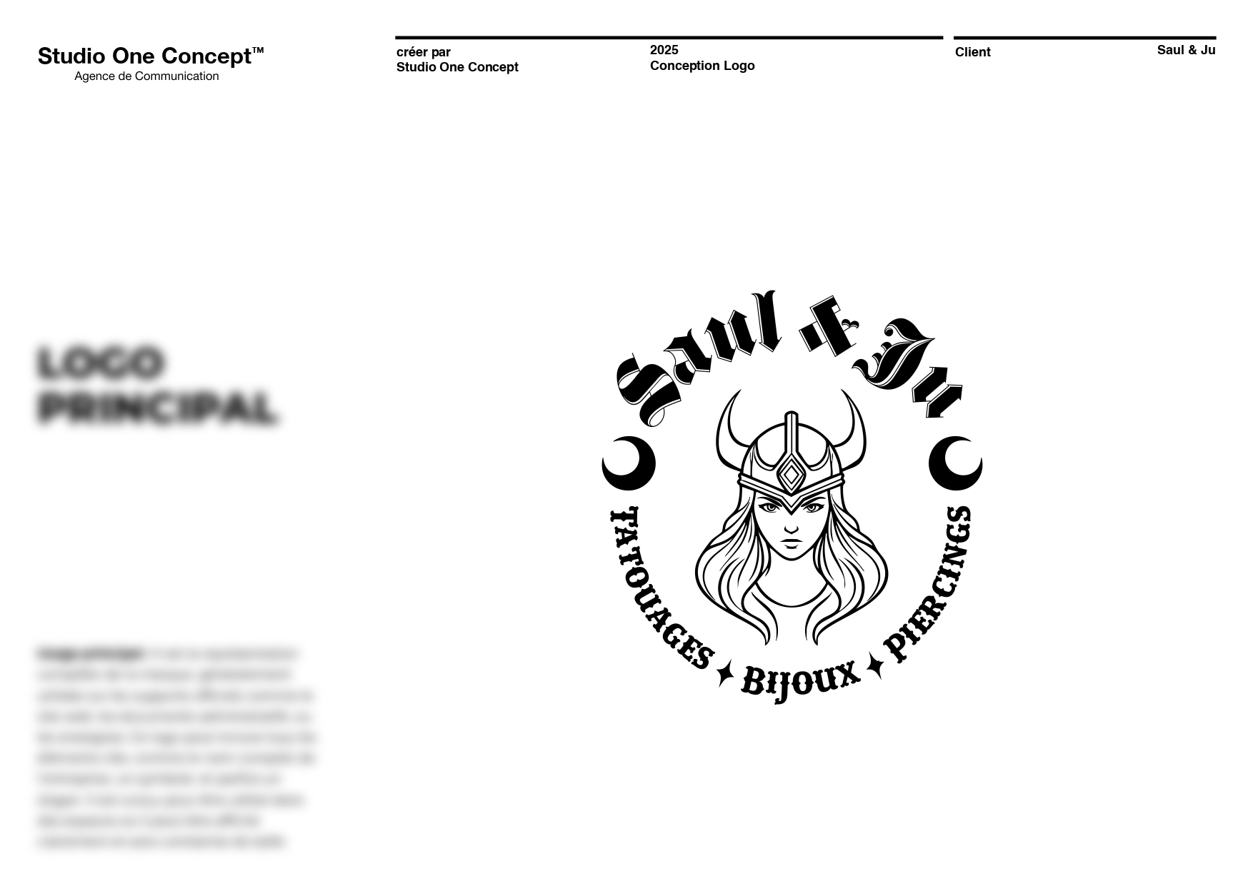 Logo principal Saul & Ju avec figure féminine centrale, typographie gothique et éléments mystiques